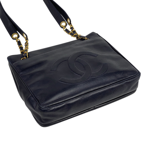 Chanel Navy Coco Leather Mark Shoulder Chain Tote Bag Bag - Picture 1 of 15